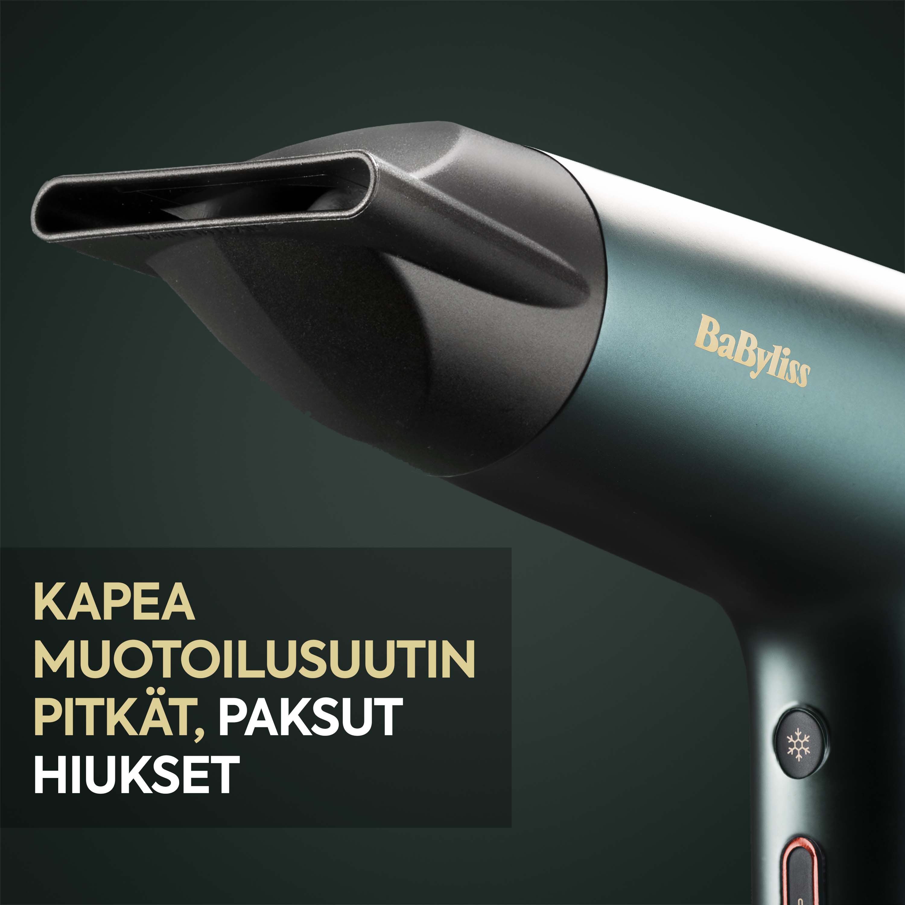 Ilmankeskitin. Kiharille ja aaltoileville hiuksille